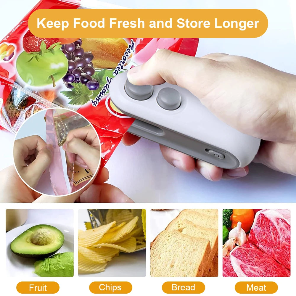 Mini Heat Bag Sealing Machine Plastic Bag Sealer Rechargeable Food Packing Bag Thermal Sealer Portable Plastic Bag Heat Sealer